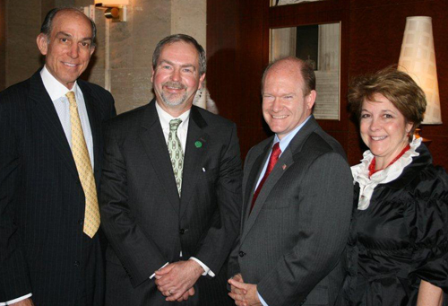 Gary Bisbee Jr., Ph.D., co-Founder, chairman and CEO, The Health Management Academy; Bob Laskowski, M.D., MBA, president and CEO, Christiana Care Health System; Sen. Christopher A. Coons; Sherrie Jones, co-founder and president, The Health Management Academy.