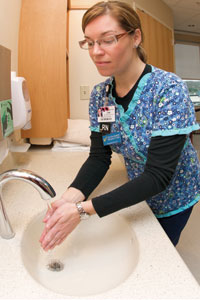 Jaimie McLaughlin washing hands
