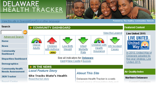 delaware health tracker website