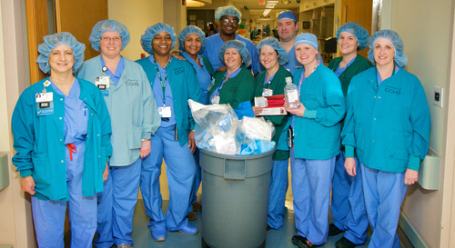 operating room staff recycling