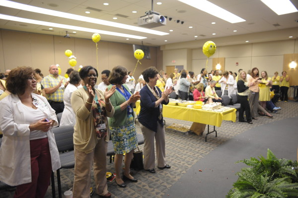 Staff or Christiana Care's Quality and Safety team celebrate a successful fiscal year 2014.