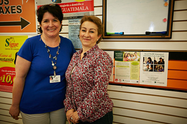 After meeting her at the farmers market, Luisa Ortiz Aponte, Healthy Families program manager, helped Beatriz Velasquez to get a free skin-cancer screening and mammogram.