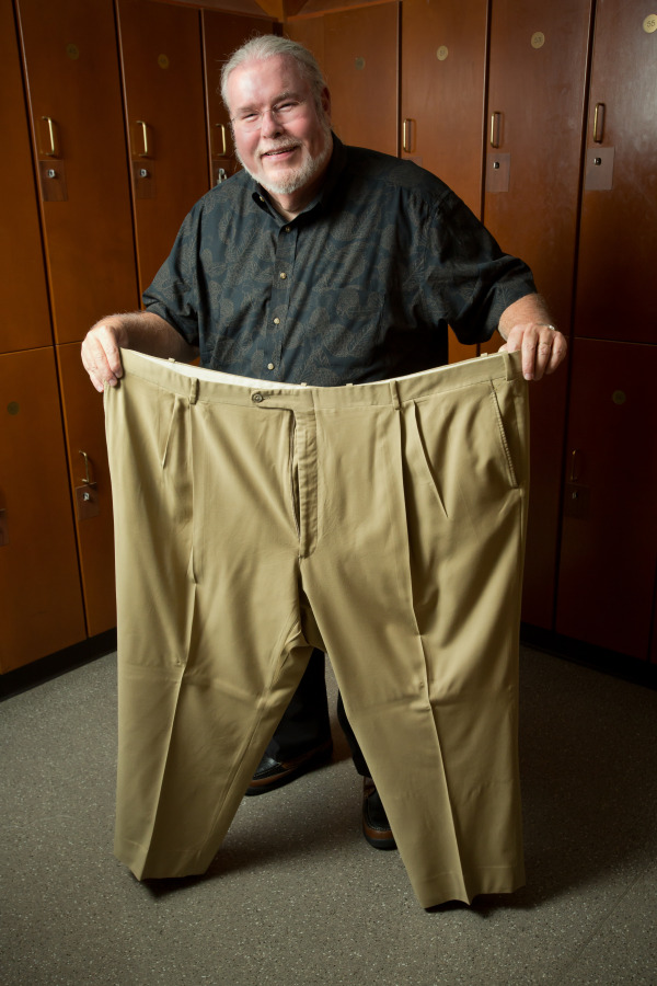 Man hold oversize pants