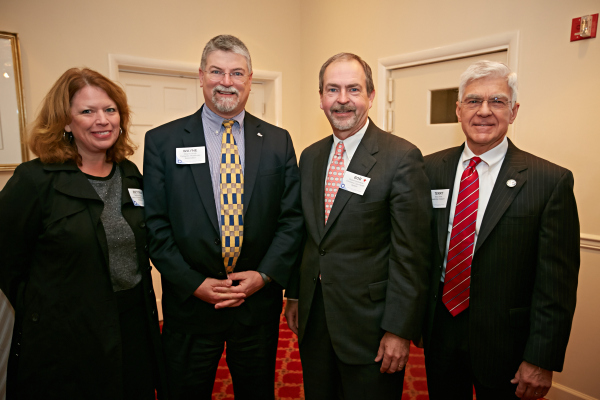 Bettina Riveros, chair of the Delaware Health Care Commission and policy adviser on health care to Gov. Jack Markell; Wayne Smith, CEO of the Delaware Healthcare Association; Robert J. Laskowski, M.D., MBA,  president and CEO of Christiana Care; Terry Strine, founder and chairman of Leadership Delaware.