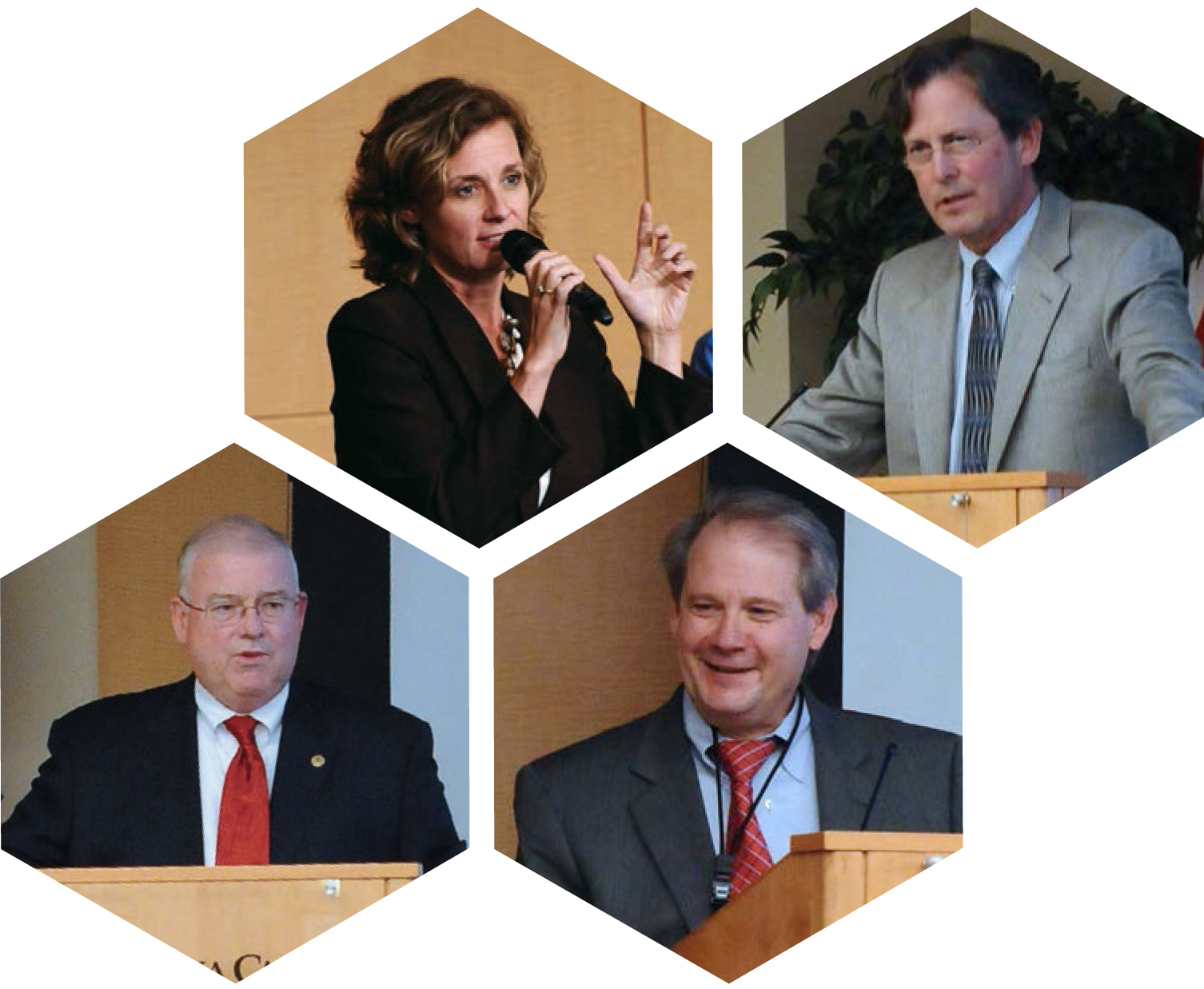 Clockwise from top left: Heather Bittner Fagan, M.D., MPH, FAAFP; David M. Bercaw, M.D., FAAFP; Gerald O’Brien, M.D.; and Stephen Grubbs, M.D.