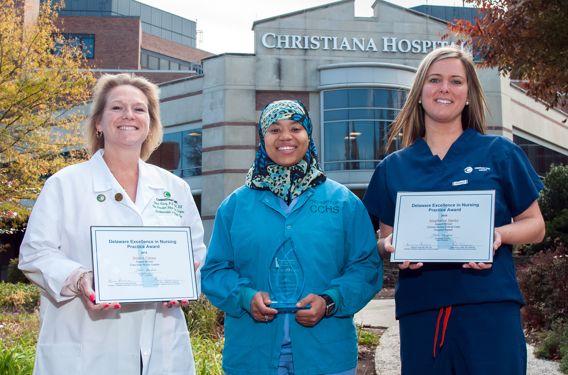 Christiana Care nurses accepting Delaware Excellence in Nursing Practice Awards