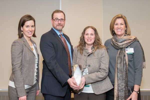 Excellence in Community Health Gold Award team: Sarah E. Schenck, M.D., FACP, medical director, Adult Medicine Office, Internal Medicine, Alan Schwartz, Psy.D., clinical supervision, Behavioral Health, Alexandra Duncan-Ramos, Psy.D., psychology assistant, Behavioral Health, and Julie H. Silverstein, M.D., FACP, medical director Wilmington Health Center. Not shown: Judith Marcus, M.D., medical director for the Christiana Care Adult Intensive Outpatient Program and CLC grant collaborator, Behavioral Health, and Cynthia Wiles, Psy.D., clinical supervision, Behavioral Health.