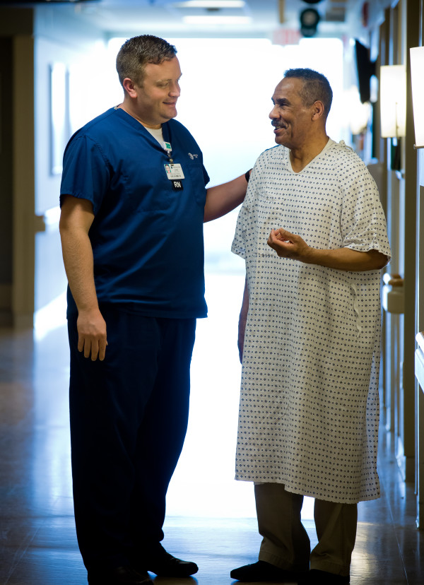 Christopher Otto, BSN, RNIII, CHFN, PCCN, a nurse on the Heart Failure Stepdown unit and vice chair of the Professional Nurse Council, collaborates with peers and leaders to make improvements for patients and their families and for his nursing colleagues.