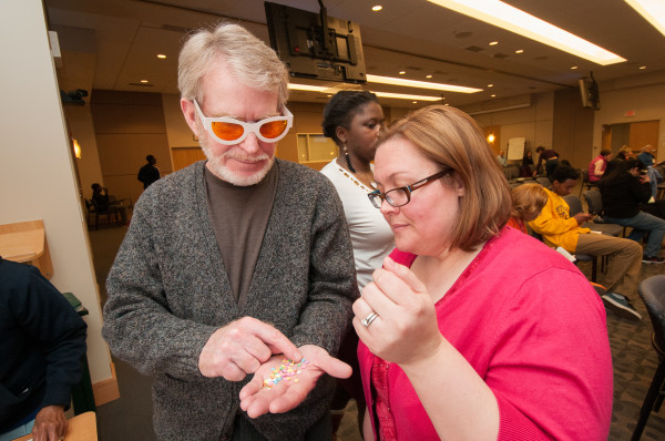 Can you tell the blue pill from the red pill? It can be a very difficult challenge for older people suffering from vision impairment. This exercise, using glasses that simulate vision problems, was an eye-opening experience for students at this year's Mini Med School.