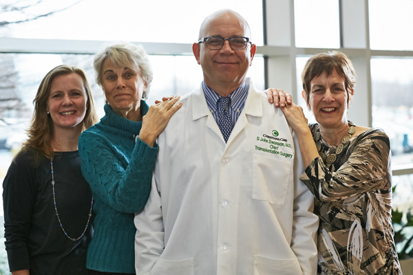 Emily Pruitt, RN, MSN, living donor coordinator; donor Susan Karlson of Fair Hill, Md.; S. John Swanson III, M.D., FACS, chief of Transplantation Surgery; and organ recipient Rosalie Corbett of Newark; are all part of a lengthy kidney paired-chain donation success story. 