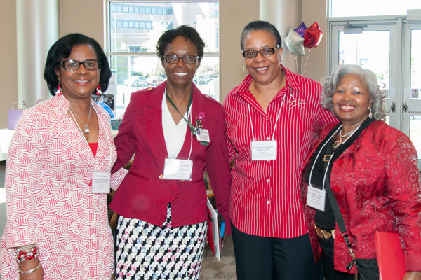 Velma Scantlebury-White, M.D., FACS, (second from left) with Delta Sigma Theta Sorority leaders Sarah Harrison, Thelma Ross and Linda Thomas at Empowering Our Sisters.