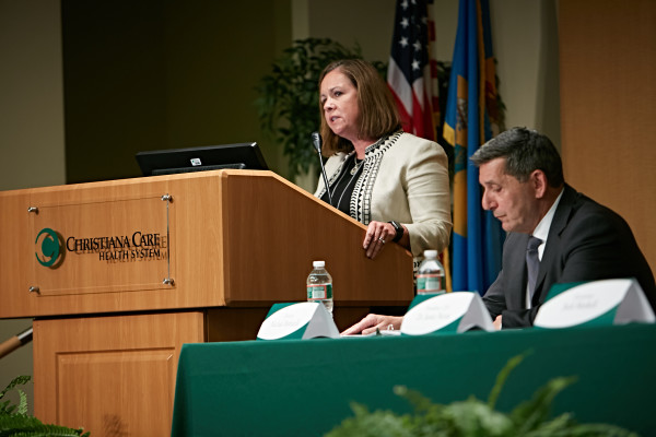 Christiana Care President and CEO Janice E. Nevin, M.D., MPH, highlights some of the many ways that Christiana Care is partnering with the state and the community in addressing the complex public health challenges surrounding substance-use disorder.