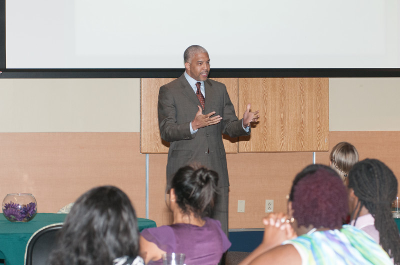 Edmondo J. Robinson, M.D., MBA, senior vice president and executive director of Christiana Care - Wilmington; associate chief medical officer, delivers his opening address at the Student National Medical Association’s National Leadership Institute meeting June 19 at Wilmington Hospital.