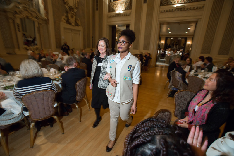 About 280 people, including 58 Girl Scouts, attended the dinner and award celebration honoring Dr. Nevin.