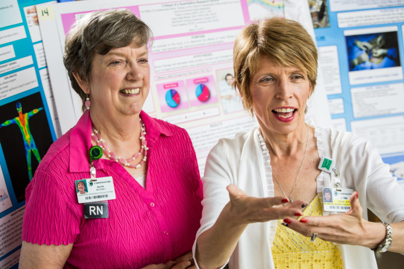 Nursing Research Facilitators Lynne E. Bayne, Ph.D, NNP, BC, right, with Ruth Mooney, Ph.D., MN, RN-BC, who retired in January, worked tirelessly to make nursing research programs successful and relevant at Christiana Care.