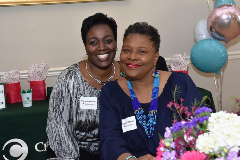 Christiana Care employees and Blood Pressure Ambassadors Dannette Mitchell, MSN, APRN, ACNS-BC, CCRN, and Patient Information Representative Deniese Manuel celebrated the successful pilot and growth of the lifesaving program at a special event in April 2016.