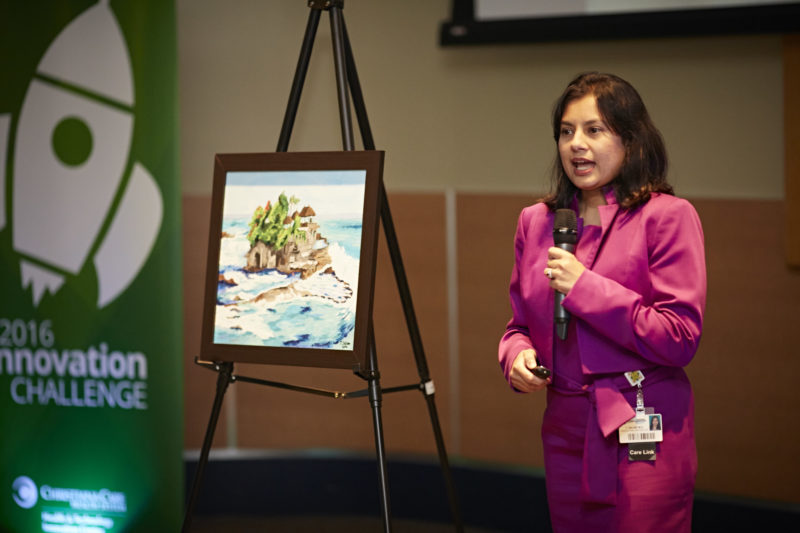 Care Link medical director Tabassam Salam, M.D., introduced her innovation, A Boarding Pass for Christiana Care Appointments, in which patients can use their smartphones to schedule appointments, complete medical questionnaires, reconcile medications, and a host of other tasks to improve their health care experience.